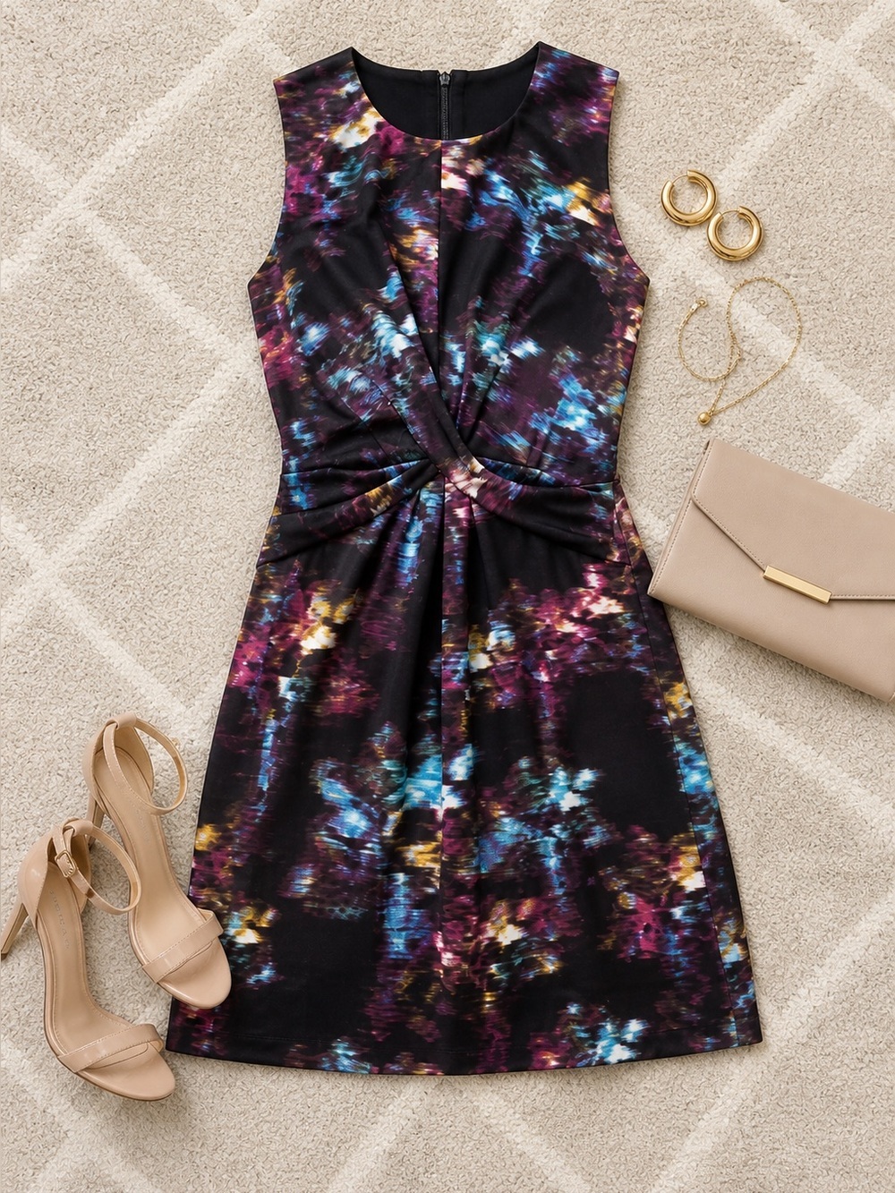 Kenneth Cole Sleeveless Drape Front Printed Mini Dress Size 4 NWT